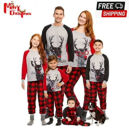 

ESASSALY Christmas Pajamas For Family Classic Plaid Xmas Sleepwear for Family Mens Womens