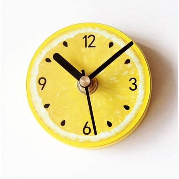 Pegatinas para refrigerador con forma de limón y frutas pastorales, reloj creativo de moda con mensaje de limón para refrigerador, reloj adhesivo con succión magnética para colgar
