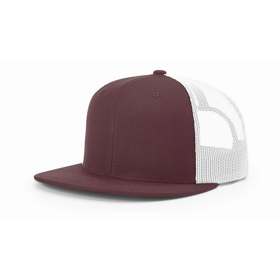Richardson Unisex 511 Flatbill Trucker Adjustable Snapback Baseball Cap, Maroon/White, One Size Fits Most