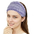 thumbnail image 4 of Unique Bargains 1 Pc Headband Three-dimensional Flower Lace Wide Hairband for Women Purple, 4 of 5