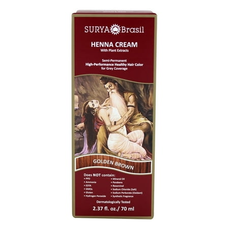 Surya Brasil - Henna Cream Hair Coloring with Organic Extracts Golden Brown - 2.37 (Best Dye For Brazilian Hair)