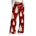 thumbnail image 2 of Ofreoo Christmas Linen Pants For Women High Waisted Pants Drawstring Elastic Business Casual Pants Loose And Comfortable Commuting Pants With Pockets, 2 of 5