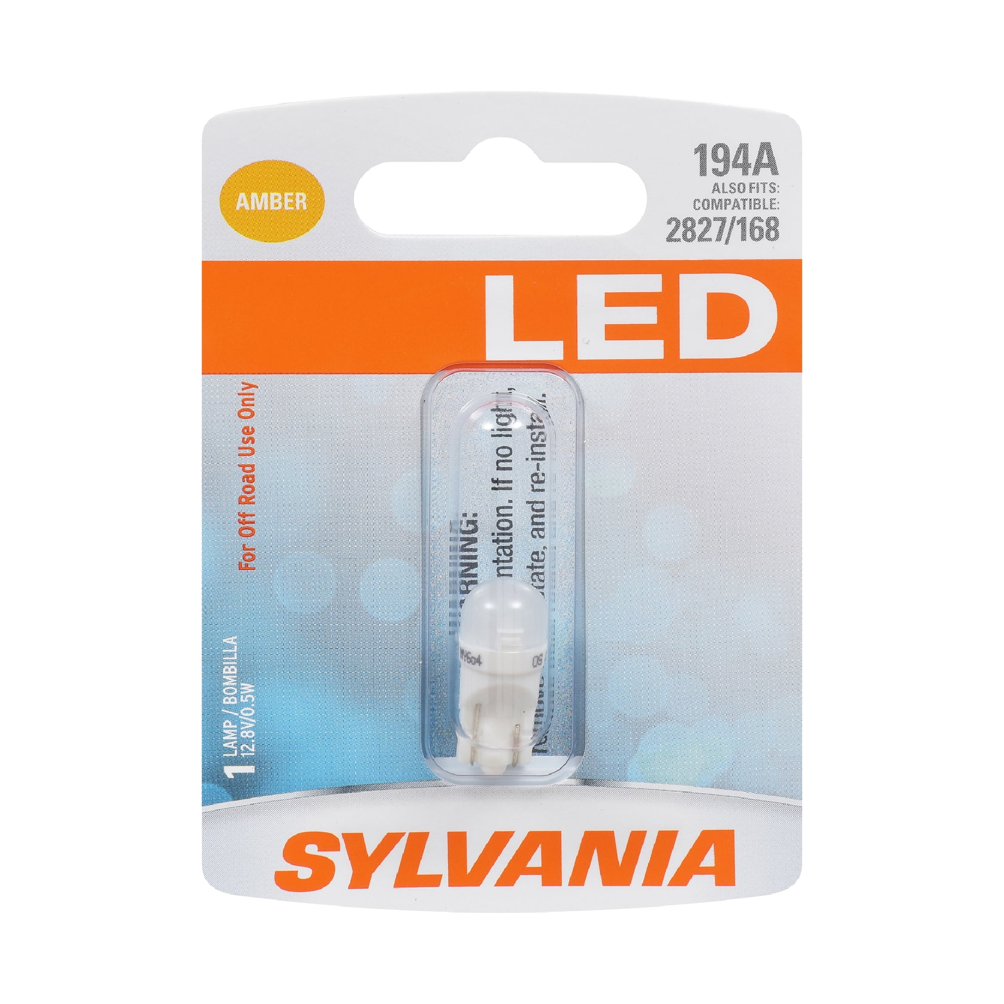 Sylvania 194A Amber LED Automotive Mini Bulb, Pack of 1.
