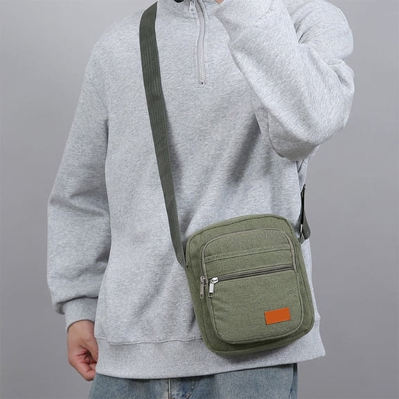 Men's Crossbody Chest Bag | Waterproof Canvas Shoulder Messenger Backpack – Multi-Compartment, Lightweight, Adjustable Strap | Khaki, Green, Brown, Black, 8.3x7.1x2.4 in, Durable Outdoor Travel