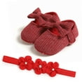 thumbnail image 2 of Otqutp Toddler First Walking Sneakers Toddler Baby Girls Prewalker Flower Bowknot Princess Shoes+Headband Set Casual Footwear for Flower Girls, 2 of 3