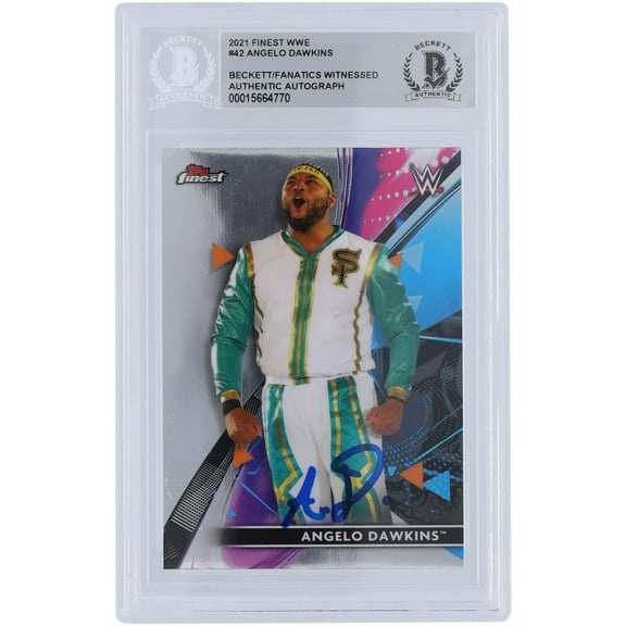 Angelo Dawkins WWE Autographed 2021 Topps Finest #42 Beckett Fanatics Witnessed Authenticated Card - Fanatics Authentic Certified