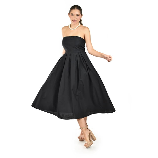 Vestido Strapless de corte midi Roman Fashion /Juvenil, 14387 (Negro) negro CH