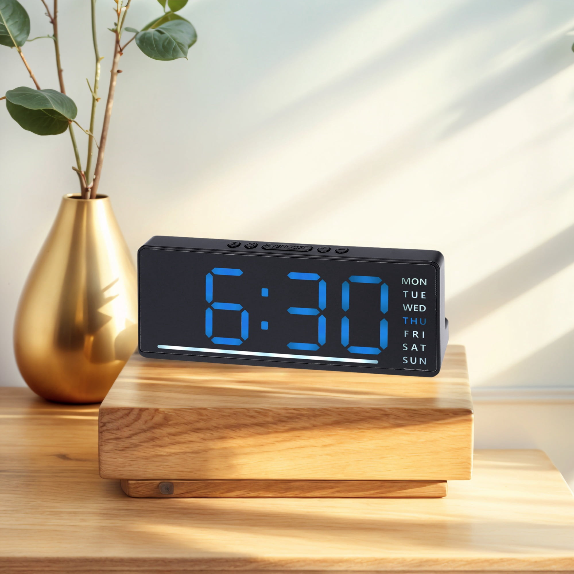 Unique Bargains 2 Pcs Digital Dual Alarm Clock 6.1 x 2.4 x 1 in Blue/Orange