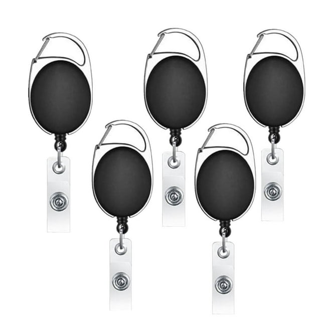 Mefallenssiah 5 Pcs Enrouleur Rétractable Badge d'Identité Lanière Étiquette de Nom Porte-Carte Ceinture Clip