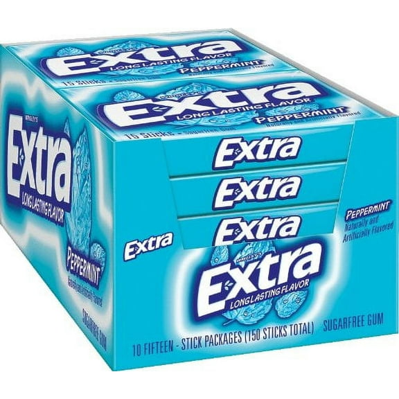Extra Peppermint Gum, 15-Stick Slim Packs (Pack of 20)