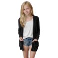thumbnail image 4 of Efsteb Girls Cardigan Comfy Long Sleeve Crew Neck Solid Color Casual Breathable Open Front Cardigan with Pockets for Sports（Black，7 Years）, 4 of 8