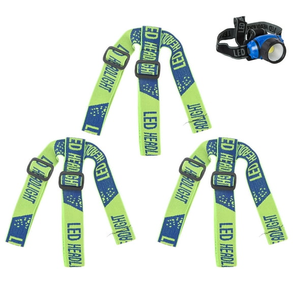 Uxcell 3-Pack Headlamp Strap Replacement Headband, High Elastic Adjustable Belt for Climbing, Fluorescent Green, Blue