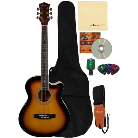 Vault EA-20 Full-Size Cutaway Acoustic Guitar - Sunburst w/ Gig Bag