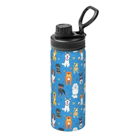 

Tebeau Cute Dogs Print Water Bottle 18oz Sports Insulated Kettle Stainless Steel Outdoor Drinking Bottles Fashion Travel Cup