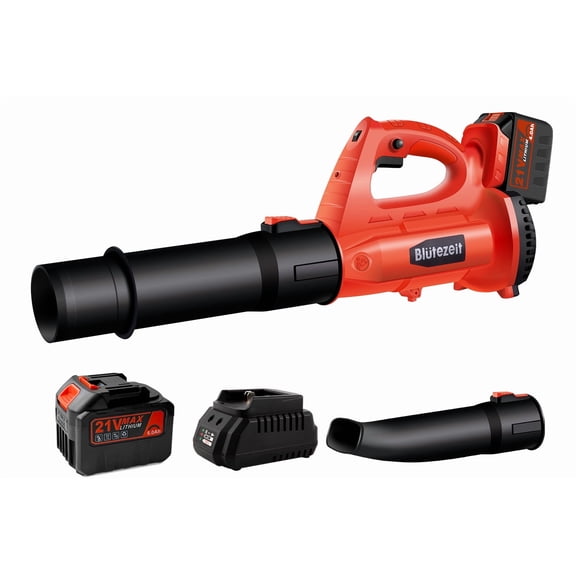 Blütezeit 21V Cordless Leaf Blower, 400CFM 150MPH Battery Powered (6.0Ah Battery & Charger) 6 Speed Adjustable, Lightweight for Lawn Care, Snow Blowing, Dust Cleaning