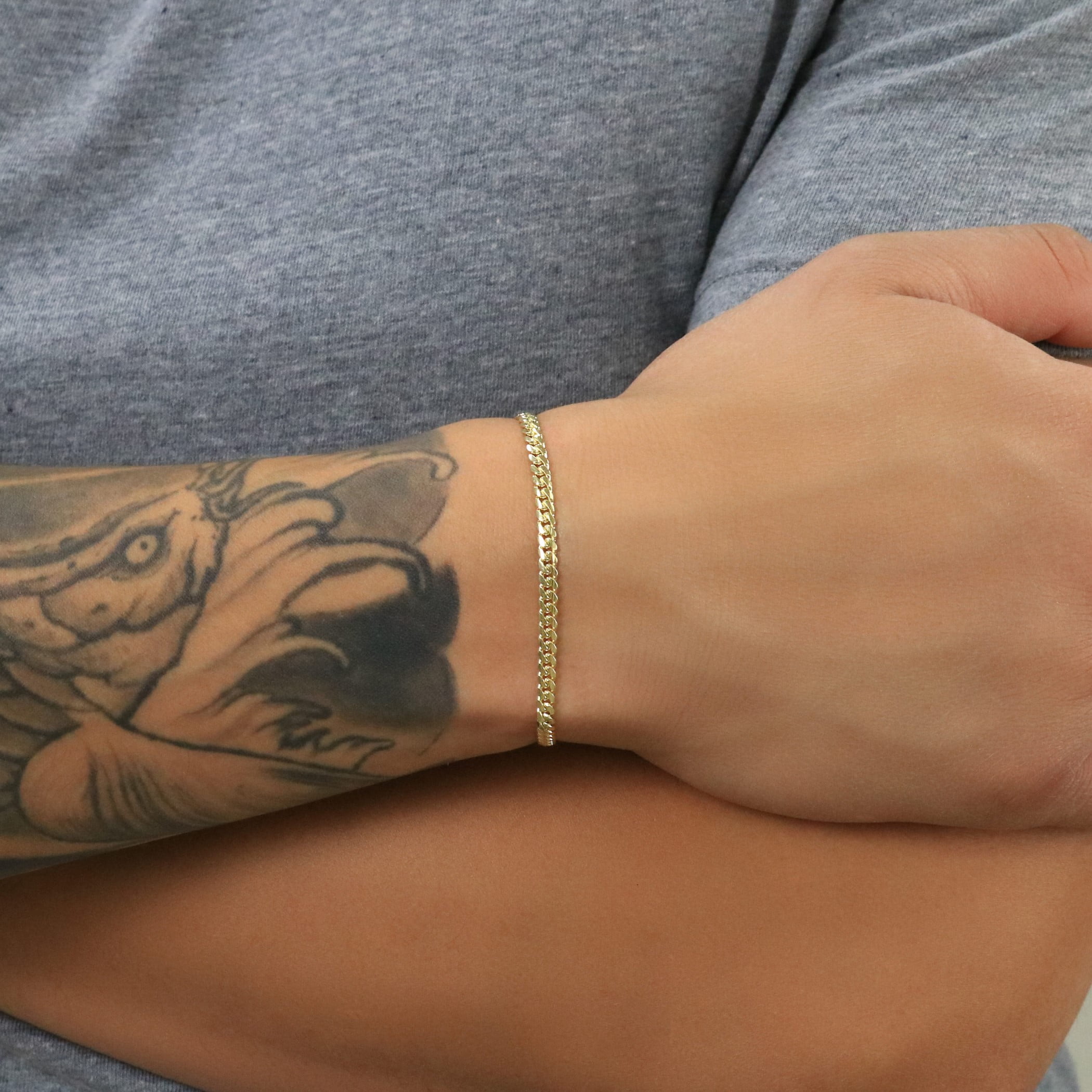 Nuragold 18K Real Yellow Gold Solid Miami Cuban Link Chain Bracelet 7"-9" (2.7mm-7mm) Italian Jewelry for Men & Women