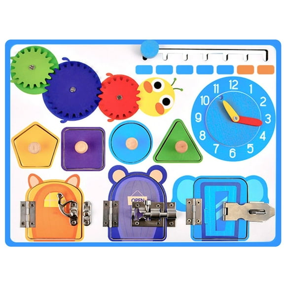 Toddler Montessori Busy Board Wooden Sensory Board Toy Portable Locks Latches Board Children