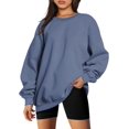 thumbnail image 1 of ORUYROP Chandails en Molleton Surdimensionnés pour Femmes Manches Longues Col Rond Chandail Décontracté Ample Couleur Unie Polaire Tops Pulls, 1 of 5