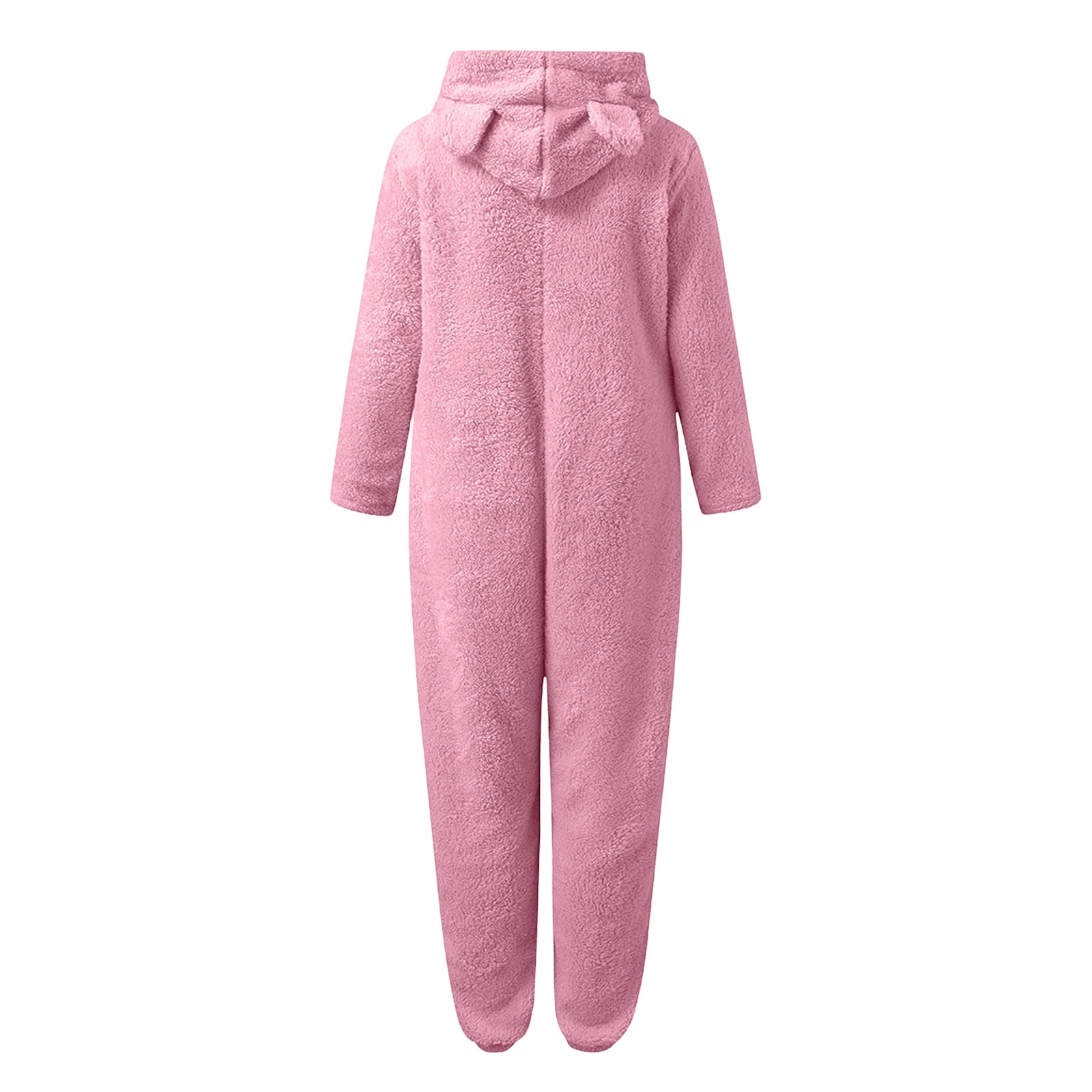 UQJfacai Girls Fleece Onesie Jumpsuit Kids Color Block Warm Sherpa Romper One Piece Zipper Cat Ear Hooded Cute Loungewear 4-14 Years