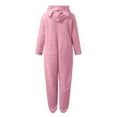 thumbnail image 4 of BRGZLK Girls Fleece Jumpsuits Kids Hooded Rompers Costume Fuzzy Cute Onesie Fall Winter Cozy Zipper Playsuit Jumper with Cat Ears Pink 4-5 Years, 4 of 5