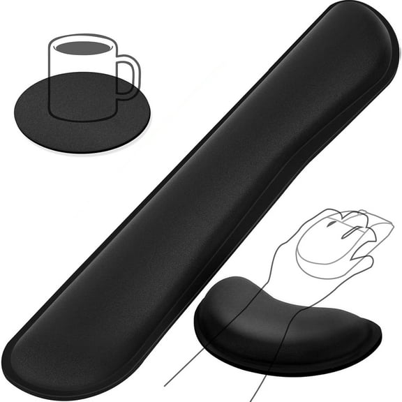 Upgrade Enlarge Memory Foam Keyboard Wrist Rest, Wrist Rest for Computer Keyboard, Ergonomic Design for Typing Pain Relief, Mousepad Rests, Wrist Support for Office, Gaming, Black