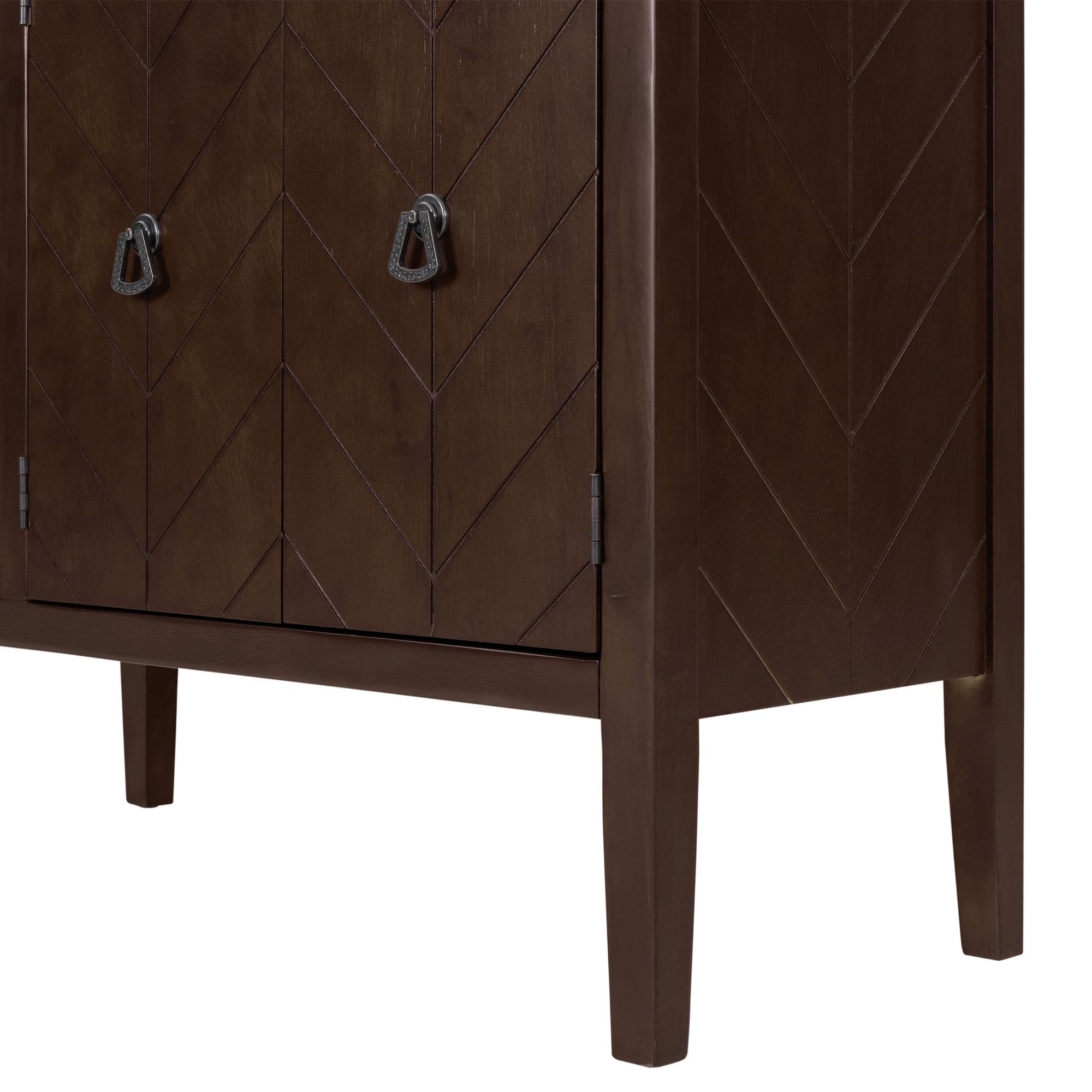 Euroco 37" Sideboard Buffet Cabinet,Wood Retro Storage Cabinet with Adjustable Shelf and 3 Doors for Kitchen Living Room,Brown