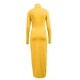 thumbnail image 5 of Conairie Maxi Dresses for Women Solid Color Crew Neck Slim Elegant Long Sleeve Dress Comfort Vocation Boho Bodycon Dress Yellow XXXL, 5 of 5