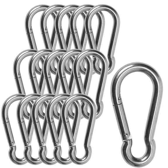 16Pcs M8 Carabiner 3 Inch Spring Snap Hook, 5/16'' Snap Hooks Carabiner Quick Link for Camping Hiking, 500LBS Holding Capacity Heavy Duty Steel Carabiner Clip Buckle for Hammock Swing Fitness