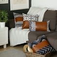 thumbnail image 5 of MIKE & Co. NEW YORK Bohemian Mixed Set of 2 Vegan Faux Leather Brown Geometric Throw Pillow Cover, 5 of 5