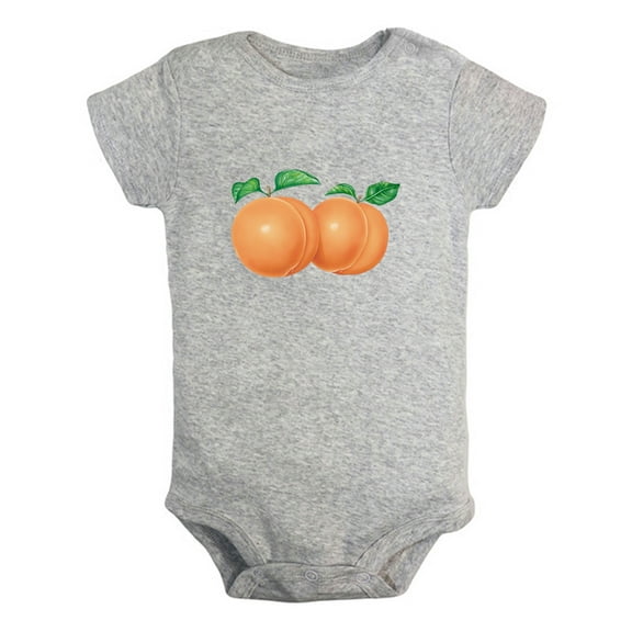 Fruit Peach Image Print Rompers For Babies, Newborn Baby Unisex Bodysuits, Infant Jumpsuits, Toddler 0-24 Months Kids One-Piece Oufits (Gray, 0-6 Months)