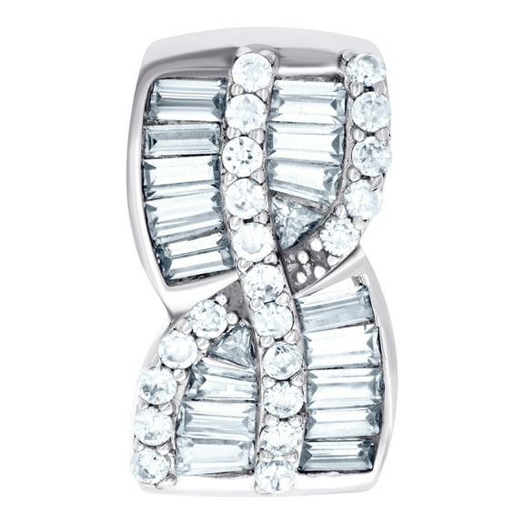 925 Sterling Silver Womens Baguette Round Cubic Zirconia Fashion Slide Charm Pendant Necklace Pendant for Women