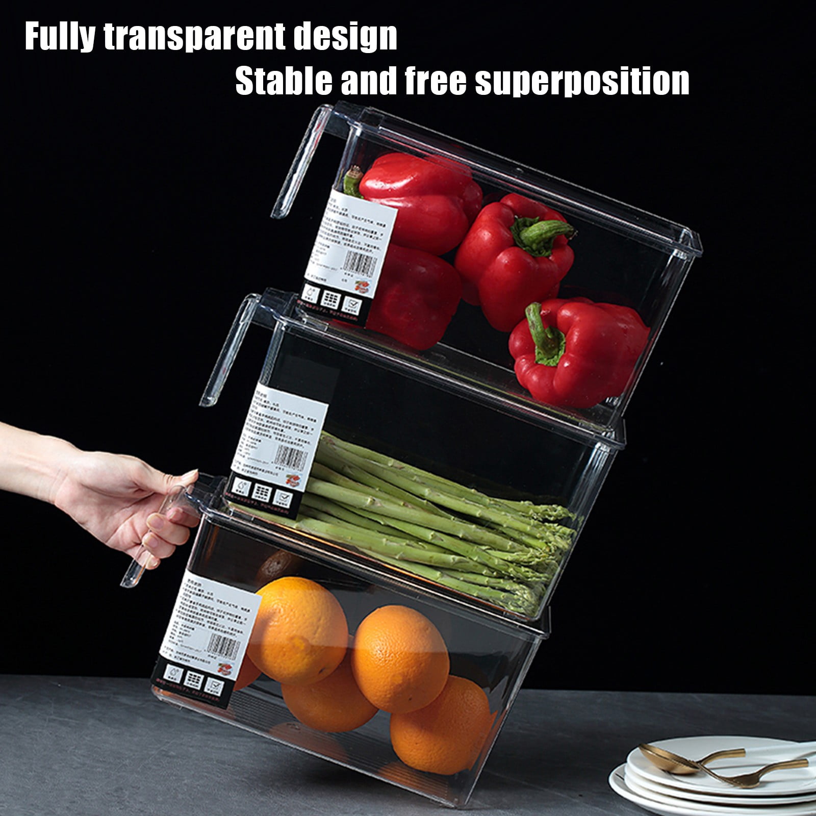 LYINGF Transparent Fruit Storage Containers for Fridge, Organizer Box Tray Keeps Produce, Bacon, Fruits, and Vegetables Fresh, Perfect for Refrigerator Organization and Reducing Food Waste