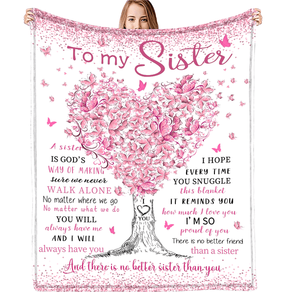 Sister Birthday Gifts, Sisters Gifts from Sis, Gift for Sister Birthday Blanket 40"x 50", Best Big Sisters Birthday Graduation Ever Gift Ideas for Women
