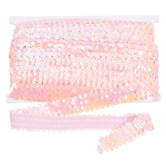 Uxcell 10 Yard x 1.2 Inch Elastic Sequins Trim for DIY Crafts Sewing Dress Pink