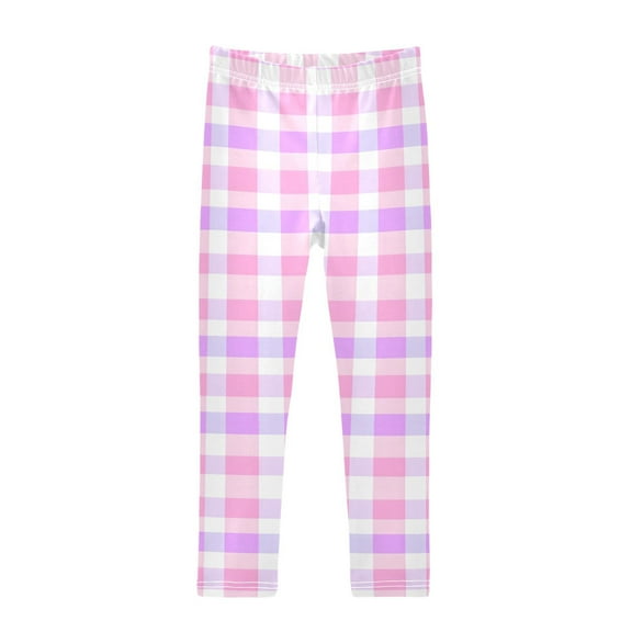joogoo Girls' Leggings Lavender Checkered Yoga Pants 6T
