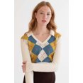 thumbnail image 2 of Ragstock Cream Argyle Collared Sweater, 2 of 4