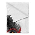 thumbnail image 2 of Cat Soft Flannel Fleece Throw Blanket, Wise Nerd Pet Glasses Judging the World Humor Digital Style Art Illustration, Cozy Plush for Indoor and Outdoor Use, 60" x 80", Black White Red, by Ambesonne, 2 of 5