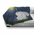 thumbnail image 3 of Bunny Soft Flannel Fleece Throw Blanket, Cartoon Illustration of a Rabbit Staring at the Moon Thinking in the Nighttime, Cozy Plush for Indoor and Outdoor Use, 50" x 70", Multicolor, by Ambesonne, 3 of 6