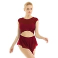 thumbnail image 3 of TSSOE Women Girl's Lyrical Ballet Leotard Contemporary Dance Costumes Latin Dance Outfits Mesh Wine_Red L, 3 of 7