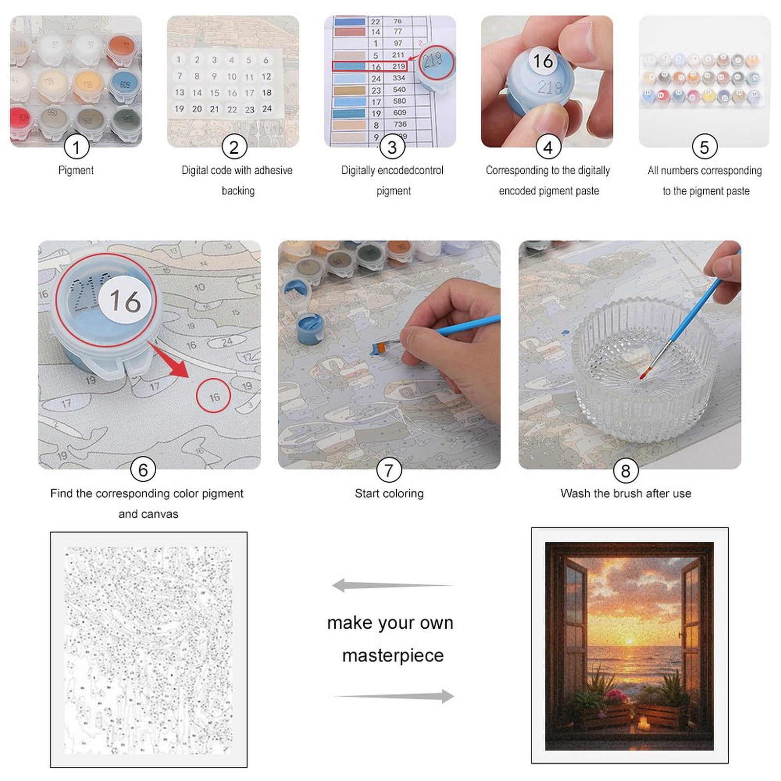 Paint By Numbers Kit for Adults Beginner - DIY Sunset Ocean Open Door Candles Canvas Painting Kits for Adults, Frameless Paint By Number for Adults for Home Wall Decor 16x20 Inch