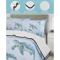 thumbnail image 3 of Twin XL Quilt Bedding Set, Turtle Coastal Reversible Summer Quilt 3 Pieces, Nautical Seaside Coral Starfish Conch Lightweight Bedspreads Coverlets with 2 Pillow Shams for All Seasons, 3 of 5
