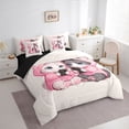 thumbnail image 3 of Feelyou Cartoon Cat Kitten Bedding Comforter Set 7 Pieces for Kids, Cute Pet Lover Full Bedding Set, Kawaii Pink Animal Reversible Fitted Sheet Flat Sheet, Microfiber Bedroom Decor, 3 of 8