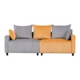 thumbnail image 4 of Modern Velvet Sofa Couch,3 Seater Sofa Couch with Cushion for Living Room,Light Grey & Yellow, 4 of 7