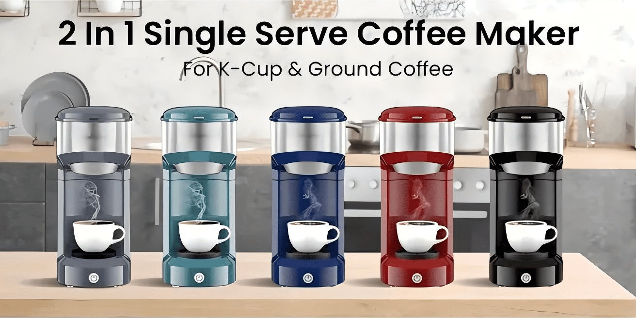 Single Serve Coffee Maker for K Pod, 2-in-1 Coffee Maker Single Serve & Ground Coffee Brewer, Quick Brew 6 to 14oz Brew size Carefree Auto Shut Off Small Coffee Machine for Apartment