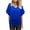 Blue, variant on Lenago Fashi Casual Women Solid Short Sleeve Batwing Sleeve Blouse V-Neck Loose Tops