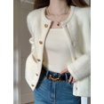 thumbnail image 1 of Elegante abrigo de suéter de mohair para mujer, cárdigan de punto de principios de otoño, parte superior exterior de alta calidad, 1 of 5