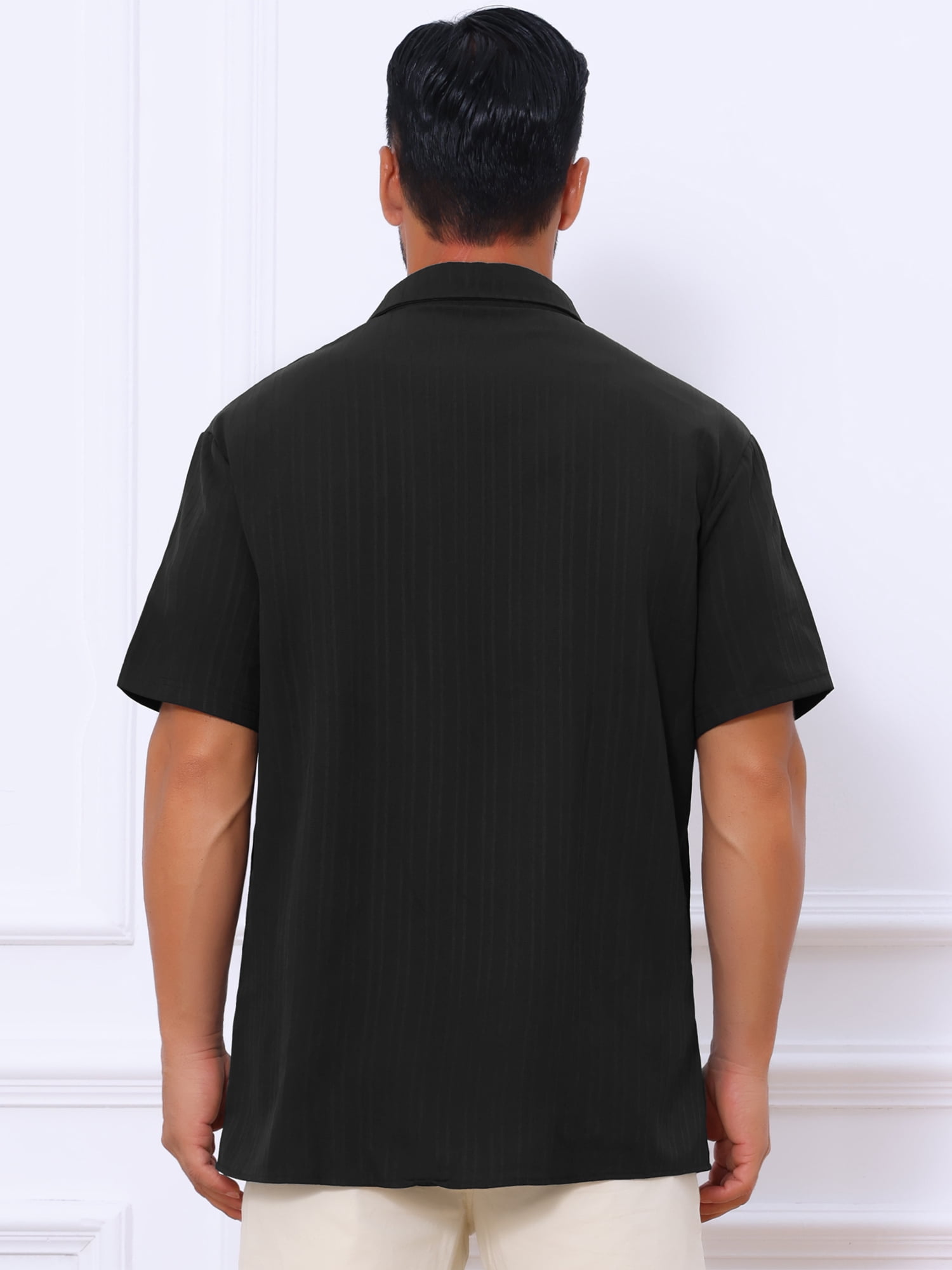 DARING DIVA Men's Short Sleeve Button Down Beach Summer Casual Shirt for Men L Black