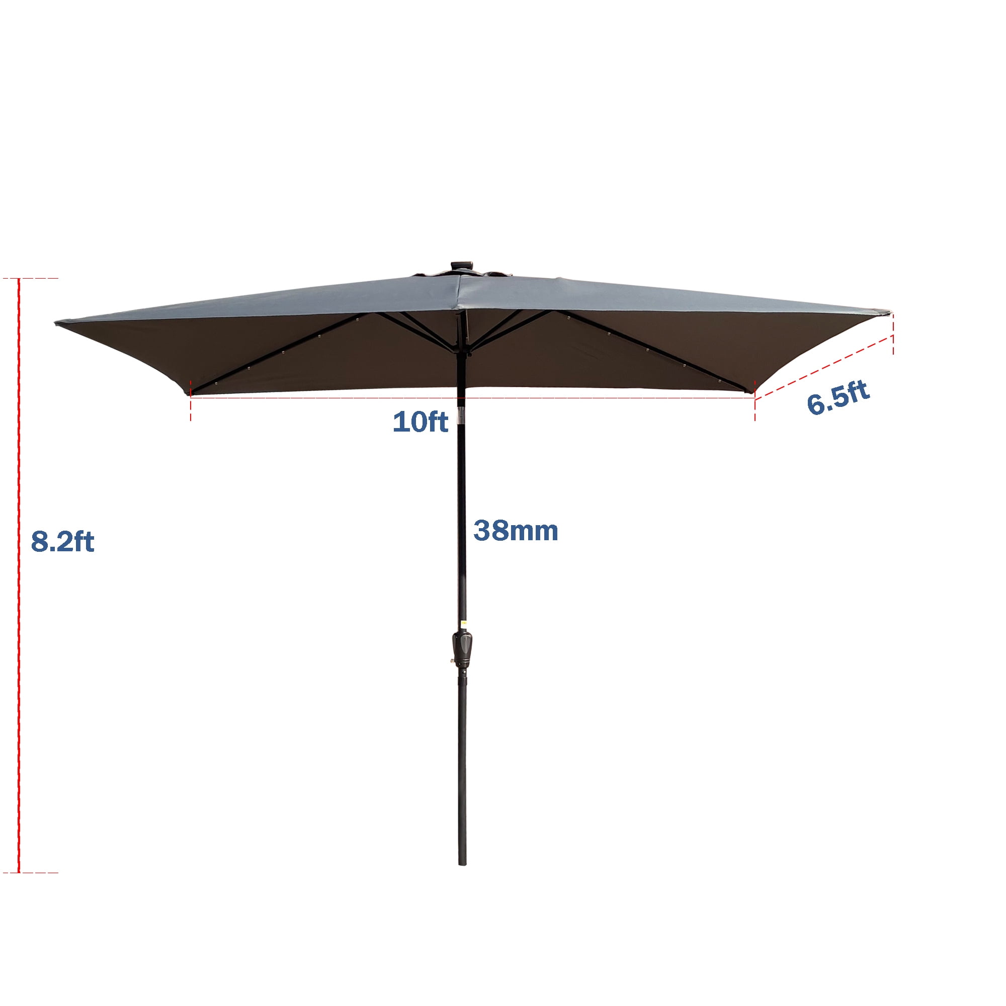 Royard Oaktree 10FT Patio Offset Umbrella w/Solar LED Lights Rectangular Outdoor Cantilever Hanging Umbrella w/Crank UV Protection Sun Shade for Market Garden Lawn Backyard Poolside,Anthracite