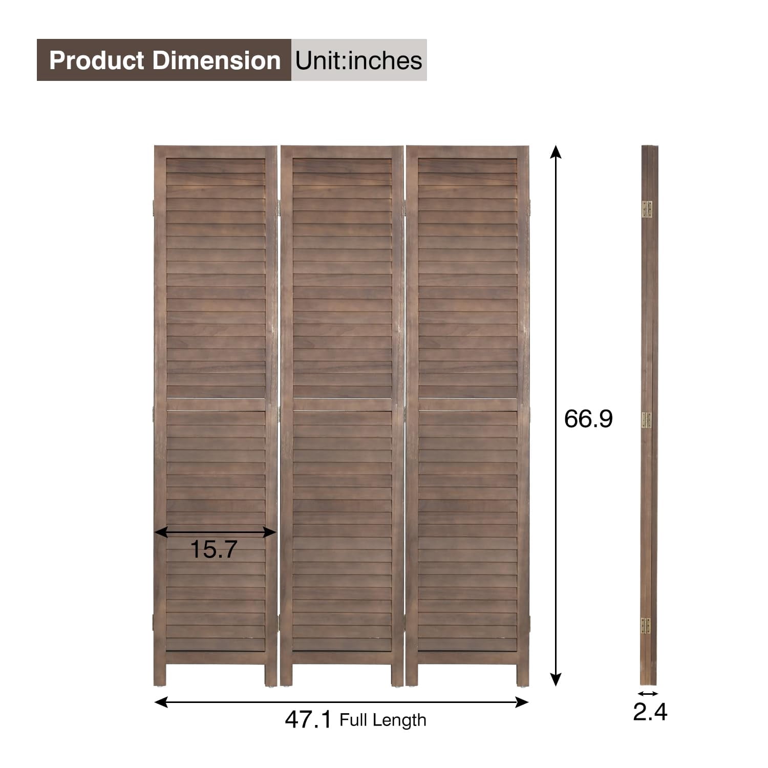 YRLLENSDAN Room Dividers and Folding Privacy Screens, Wall Divider for Living Room, Freestanding Indoor Room Divider for Room Separation, Brown 3 Panels