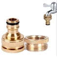thumbnail image 1 of Conector de grifo de latón para jardín adaptador hembra ranurado 2 en 1 1/2 pulgada y 3/4 pulgada, 1 of 5